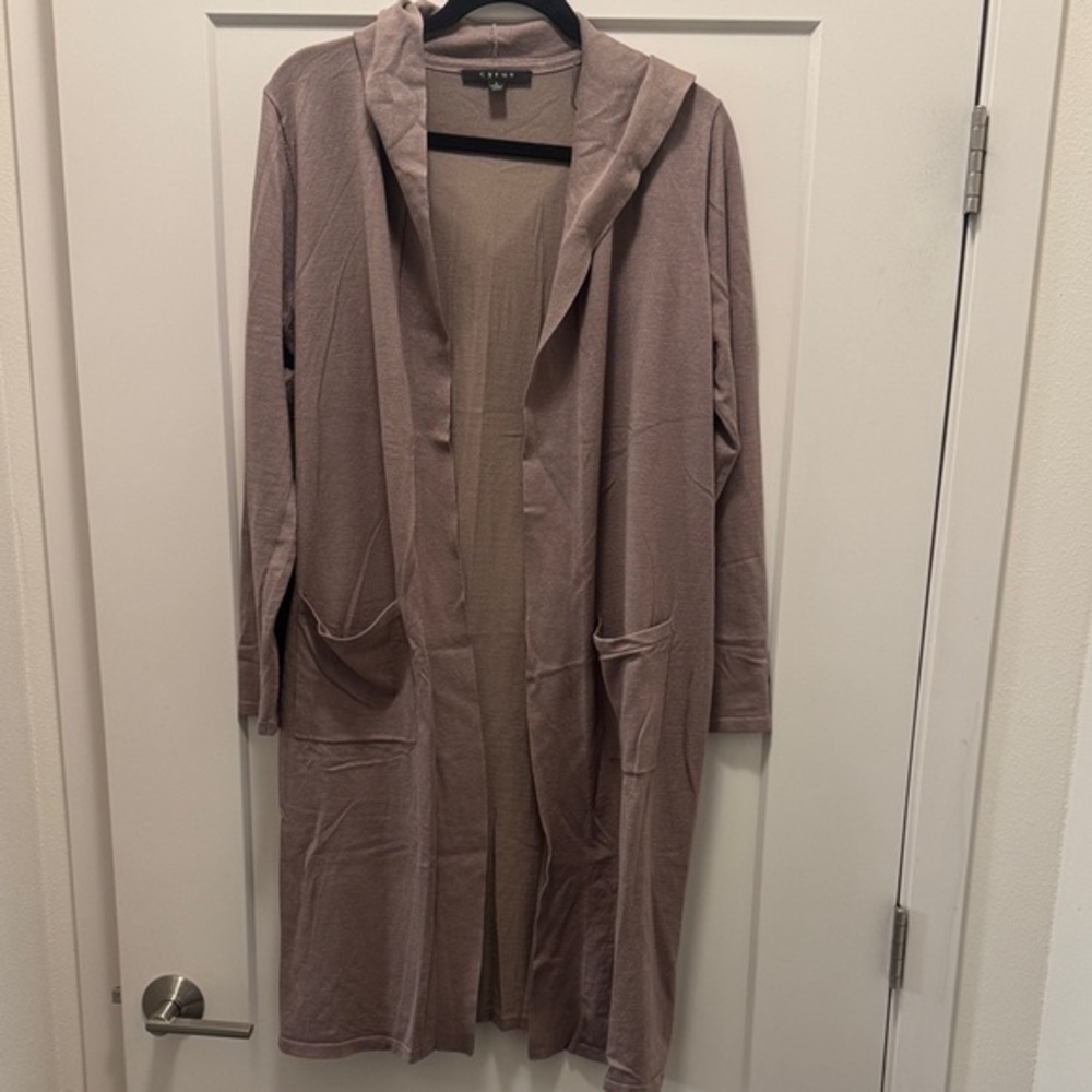 Cyrus Hooded Cardigan in Taupe. L. Like New!